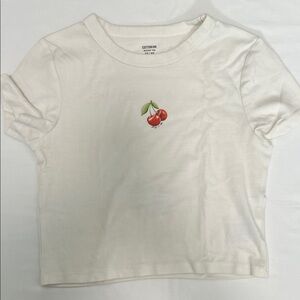 White Cropped Cherry T-Shirt